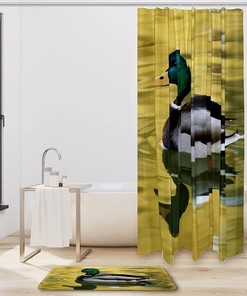 Swimming Duck Print Shower Curtain For Playful Bathroom Decor
