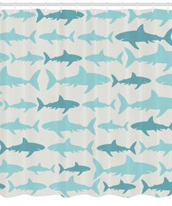 Swimming Sharks in Sea Ocean Print Waterproof Shower Curtain for Bathroom