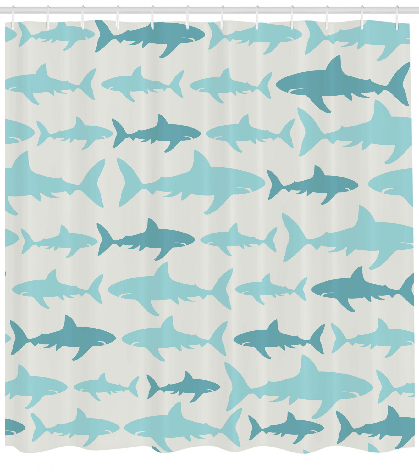 Swimming Sharks in Sea Ocean Print Waterproof Shower Curtain for Bathroom