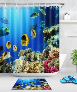 Swimming Tropical Fish Coral Reef Shower Curtain 