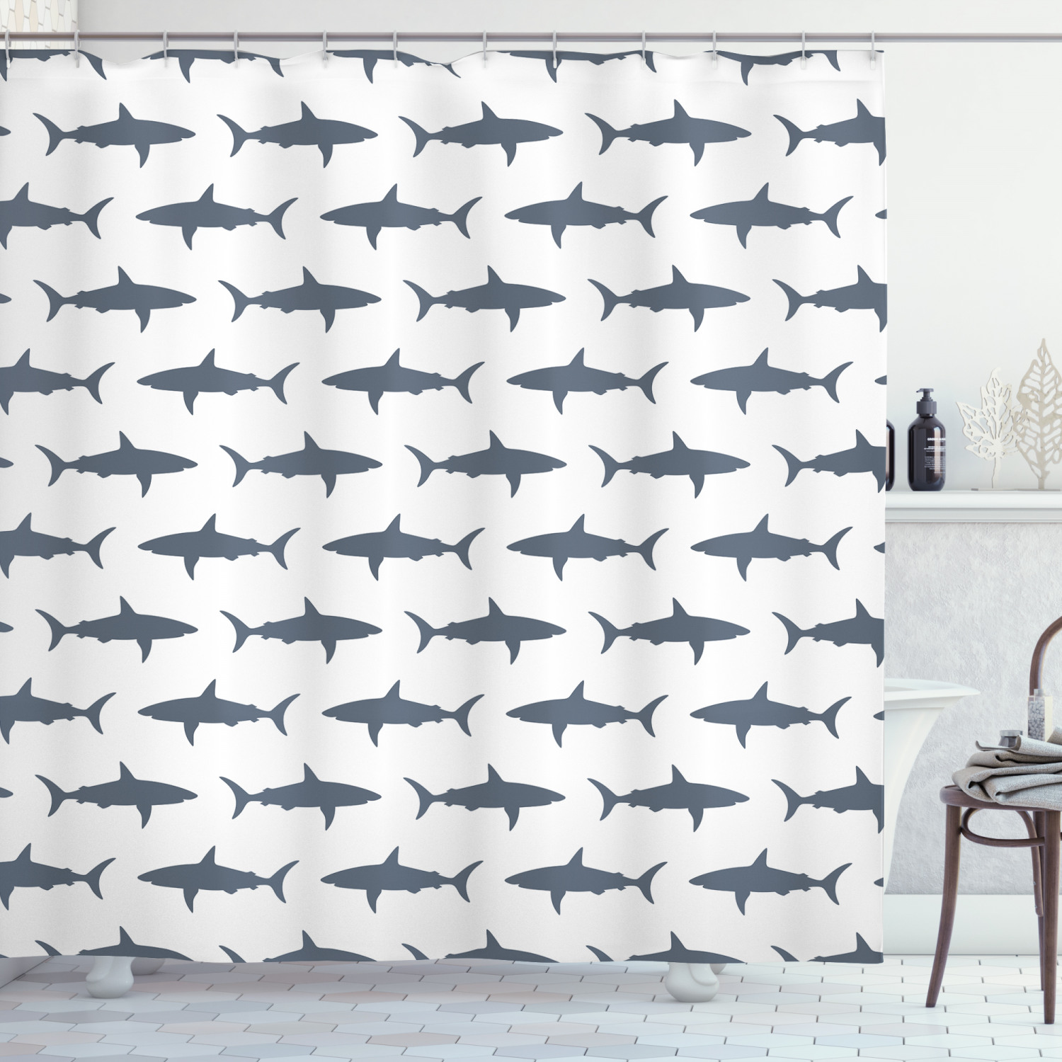 Swimming Wild Fishes Print Shower Curtain for Your Bathroom