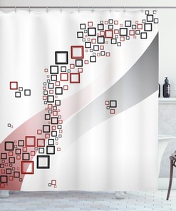 Swirl Wavy Shapes Print Shower Curtain For Contemporary Bathroom