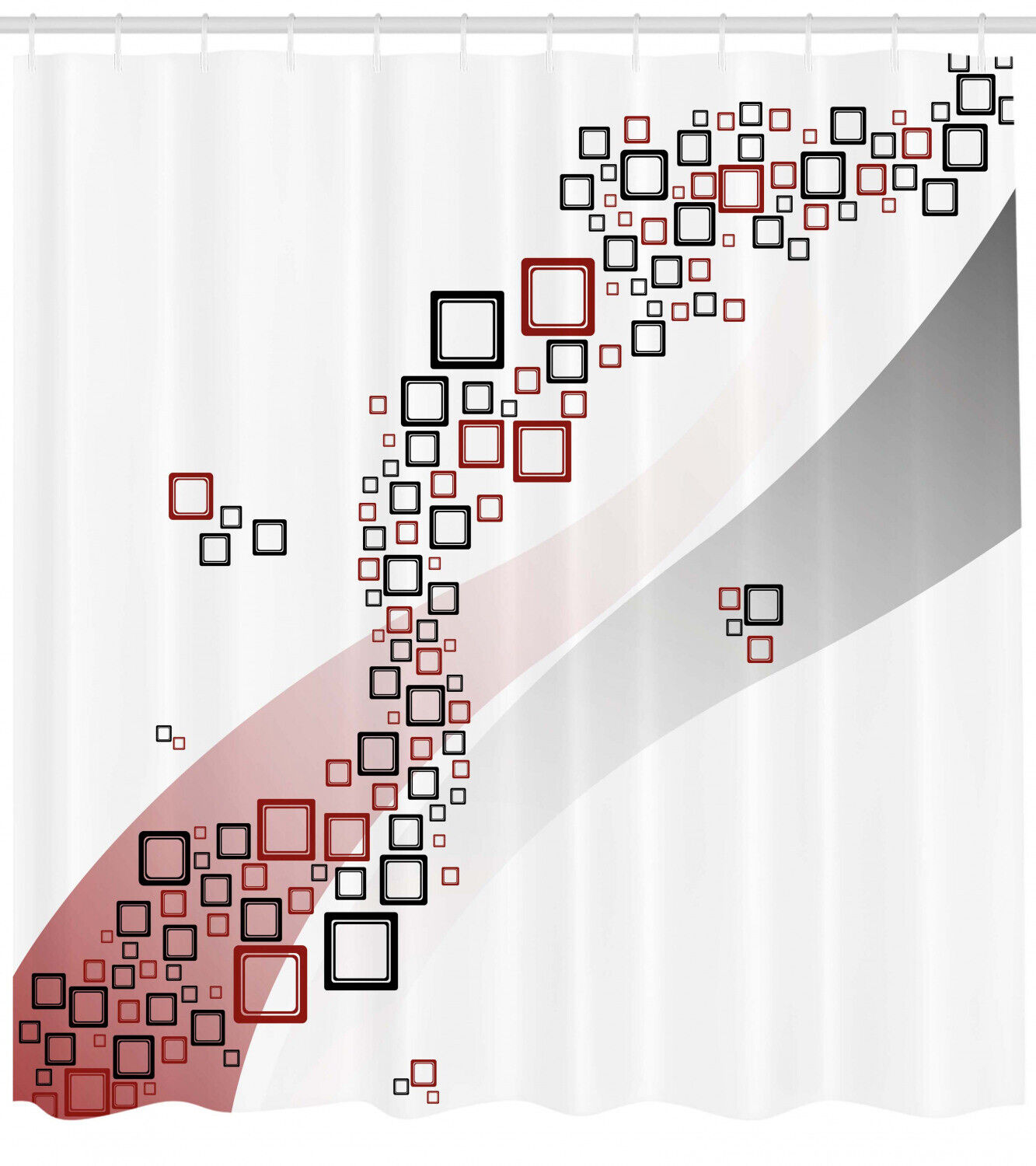 Swirl Wavy Shapes Print Shower Curtain For Contemporary Bathroom