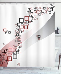 Swirl Wavy Shapes Print Shower Curtain For Contemporary Bathroom