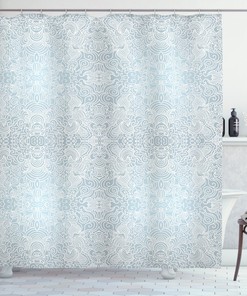Swirled Floral Lines Print Victorian Shower Curtain - Elegant Bathroom Decor