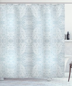 Swirled Floral Lines Print Victorian Shower Curtain - Elegant Bathroom Decor
