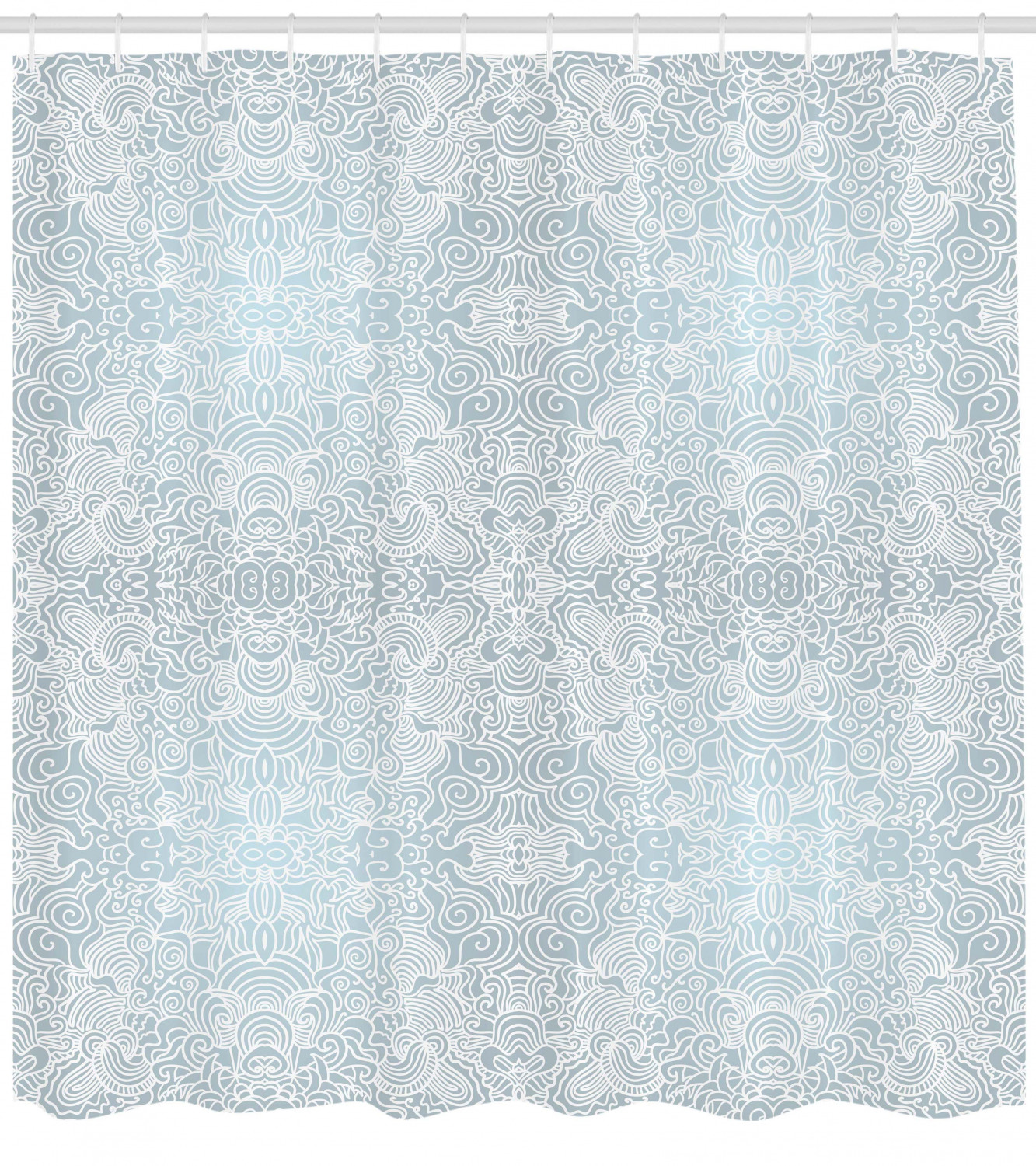 Swirled Floral Lines Print Victorian Shower Curtain - Elegant Bathroom Decor