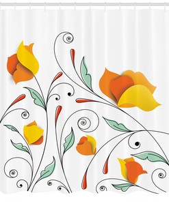 Swirled Romantic Branch Print Shower Curtain For A Whimsical Bathroom