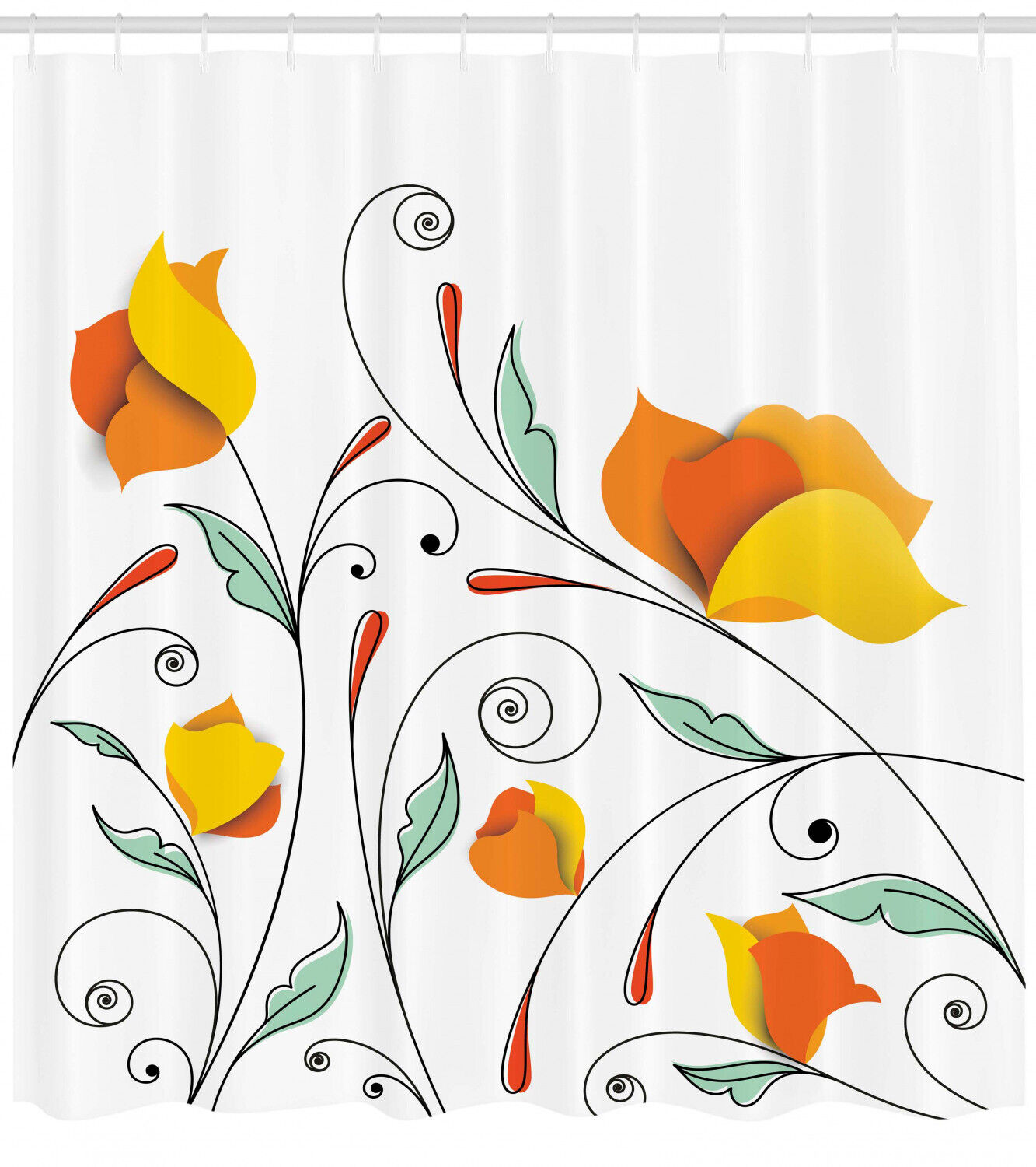 Swirled Romantic Branch Print Shower Curtain For A Whimsical Bathroom