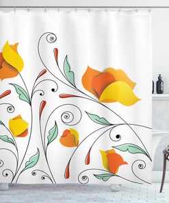 Swirled Romantic Branch Print Shower Curtain For A Whimsical Bathroom