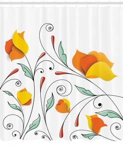 Swirled Romantic Branch Print Shower Curtain For A Whimsical Bathroom