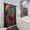 Swirling Flowers Cosmic Garden Print Shower Curtain For Whimsical Bathroom Decor