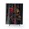 Swirly Skull And Flowers Gothic Shower Curtain Scary Flower Bath Decor With Halloween Theme