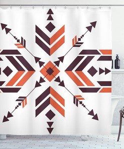 Symmetrical Latin American Inspired Aztec Shower Curtain - Curtain Full Size