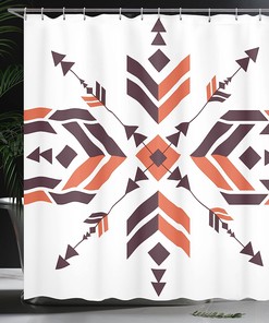 Symmetrical Latin American Inspired Aztec Shower Curtain - Curtain Full Size