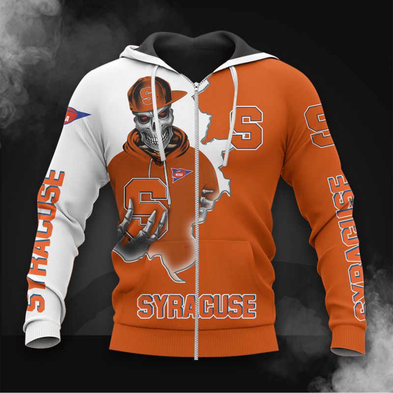 Syracuse Orange Hoodie 3D Zip Hoodie Long Sleeve For Fan With 3D Hoodies For Men