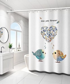 TOL Shower Curtain for Bathrooms, Fabric Washable Waterproof Modern Bath Curtain Dcor, Shower Curtain