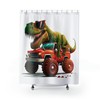 T-REX Dinosaur Monster Truck Shower Curtain for Kids Bathroom Decor and Dinosaur Lovers