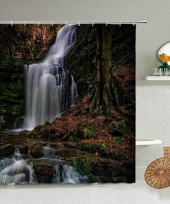 Take A Refreshing Shower With A Touch Of Nature, Thanks To This Waterfall Lake Scenery Shower Curtain