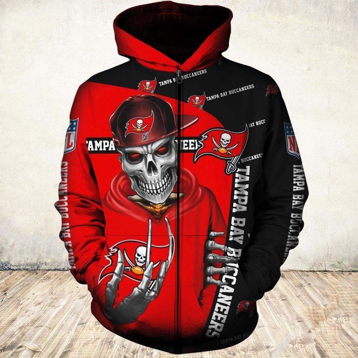 Tampa Bay Buccaneers Hoodie 3D Zip Hoodie Cute Death Gifts For Fans With Custom All Over Print Hoodie