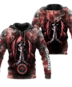 Tampa Bay Buccaneers Hoodie 3D Zip Hoodie Death Smoke Graphic Gift With 3D Graphic Hoodies