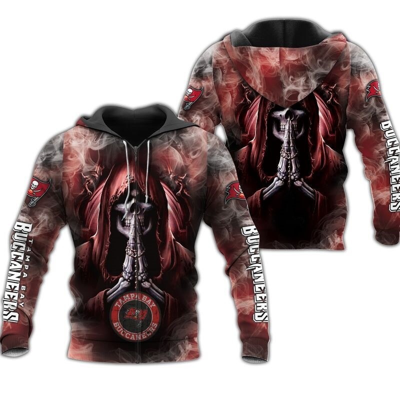Tampa Bay Buccaneers Hoodie 3D Zip Hoodie Death Smoke Graphic Gift With 3D Graphic Hoodies