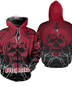 Tampa Bay Buccaneers Hoodie Halloween Pumpkin Skull Print Zip Hoodie With 3D Printed Hoodies