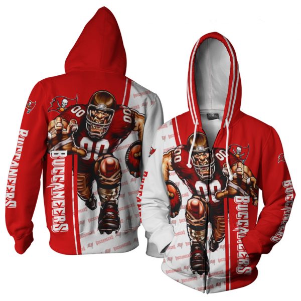 Tampa Bay Buccaneers Hoodie Mascot 3D Ultra Cool Gift For Fans With 3D Hoodies With Zippers