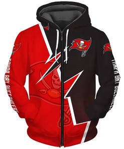 Tampa Bay Buccaneers Hoodie Zigzag Graphic Zip Hoodie Gift For Fans With All Over Print Hoodies For Women