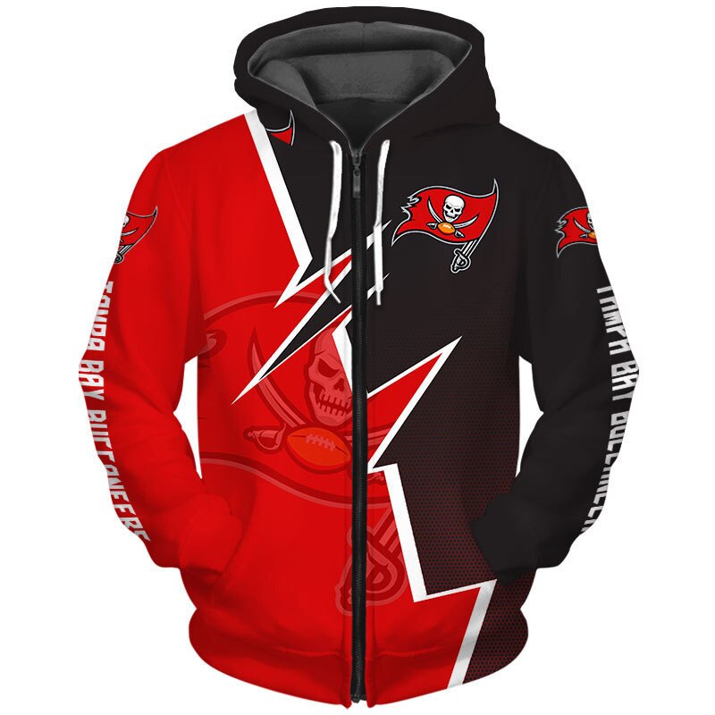 Tampa Bay Buccaneers Hoodie Zigzag Graphic Zip Hoodie Gift For Fans With All Over Print Hoodies For Women