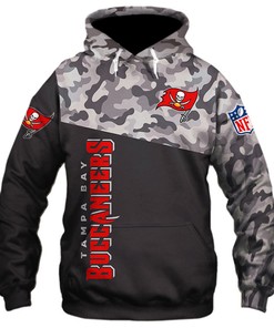 Tampa Bay Buccaneers Military Hoodie 3D Zip Hoodie Long Sleeve With 3D Hoodies With Zippers