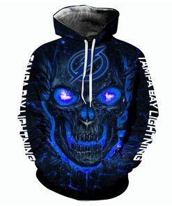 Tampa Bay Lightning Halloween Hoodie 3D Skulls Pullover Nhl With Custom All Over Print Hoodie