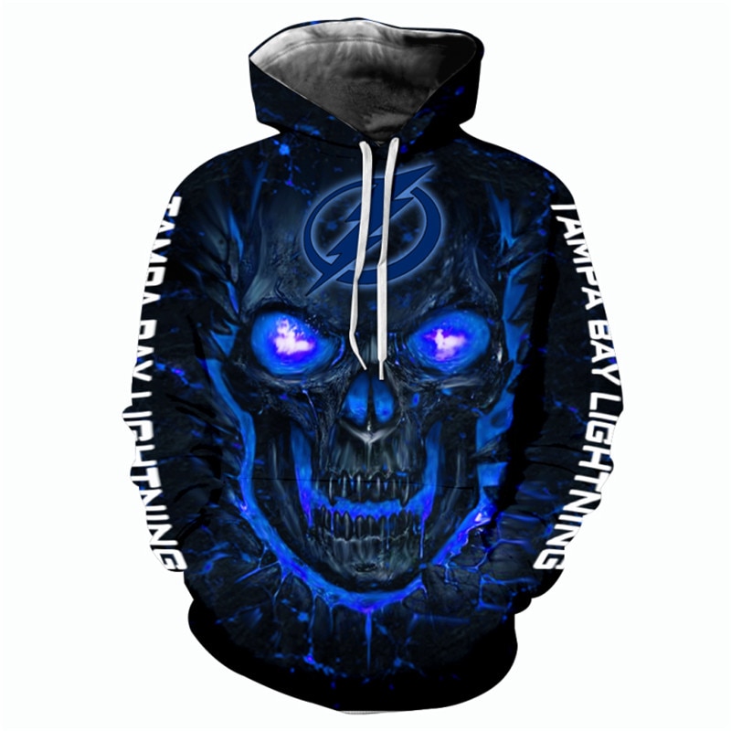 Tampa Bay Lightning Halloween Hoodie 3D Skulls Pullover Nhl With Custom All Over Print Hoodie