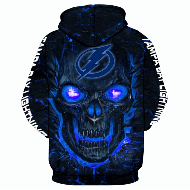 Tampa Bay Lightning Halloween Hoodie 3D Skulls Pullover Nhl With Custom All Over Print Hoodie