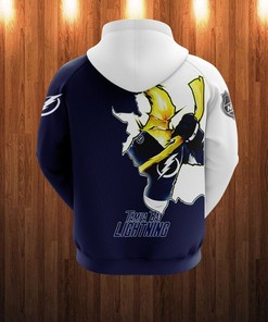 Tampa Bay Lightning Hoodie 3D Cartoon Graphic Zip Hoodie Zipper For Fans With 3D Hoodies For Men