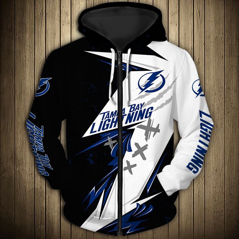 Tampa Bay Lightning Hoodie 3D Thunder Design Pullover Nhl With Custom All Over Print Hoodie
