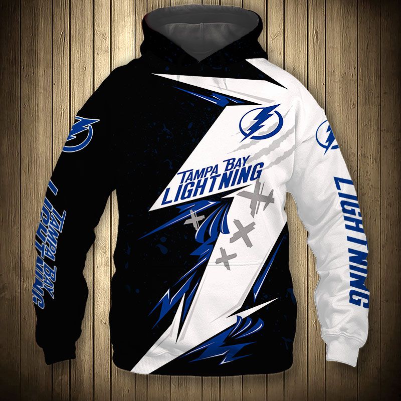 Tampa Bay Lightning Hoodie 3D Thunder Design Pullover Nhl With Custom All Over Print Hoodie