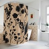 Tan And Black Floral Shower Curtain - Bold Flower Bathroom Decor