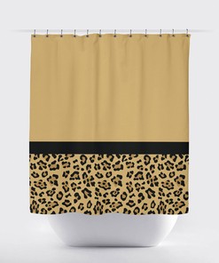 Tan Black Spots Color Block Leopard Shower Curtain, Custom Bathroom Decor