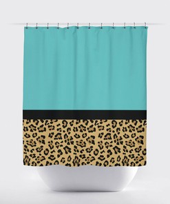 Tan Black Spots Color Block Leopard Shower Curtain, Custom Bathroom Decor