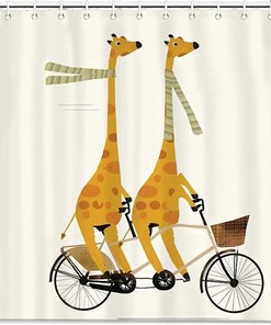 Tandem Giraffes Shower Curtain - Unique And Decorative Fabric Bath Curtain For Your Bathroom