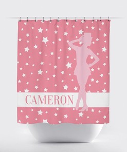 Tap Dancer Stars Print Monogrammed Name Shower Curtain for Music and Theatre Bathroom Decor