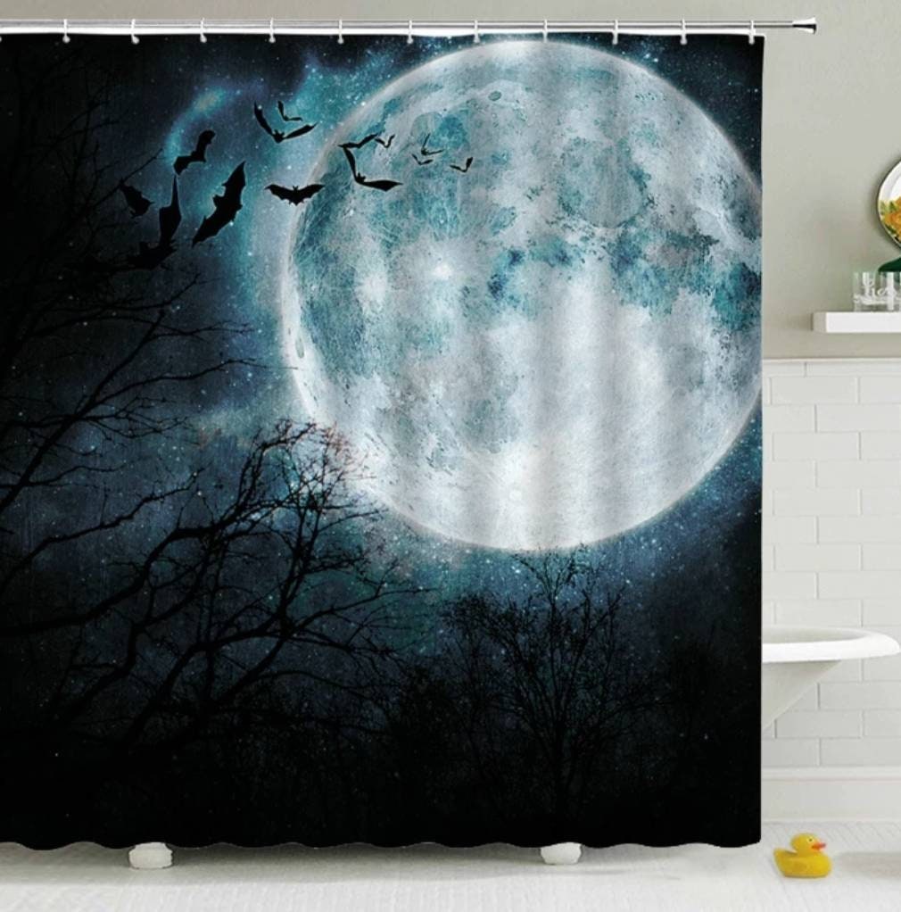 Tarot And Sun Moon Phase Full Moon Shower Curtain For An Occult Bath