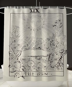 Tarot Moon and Star Waterproof Shower Curtain Decoration