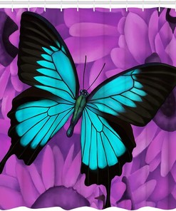 Teal Blue Butterflies Shower Curtain for Your Bathroom - Unique Shower Curtains