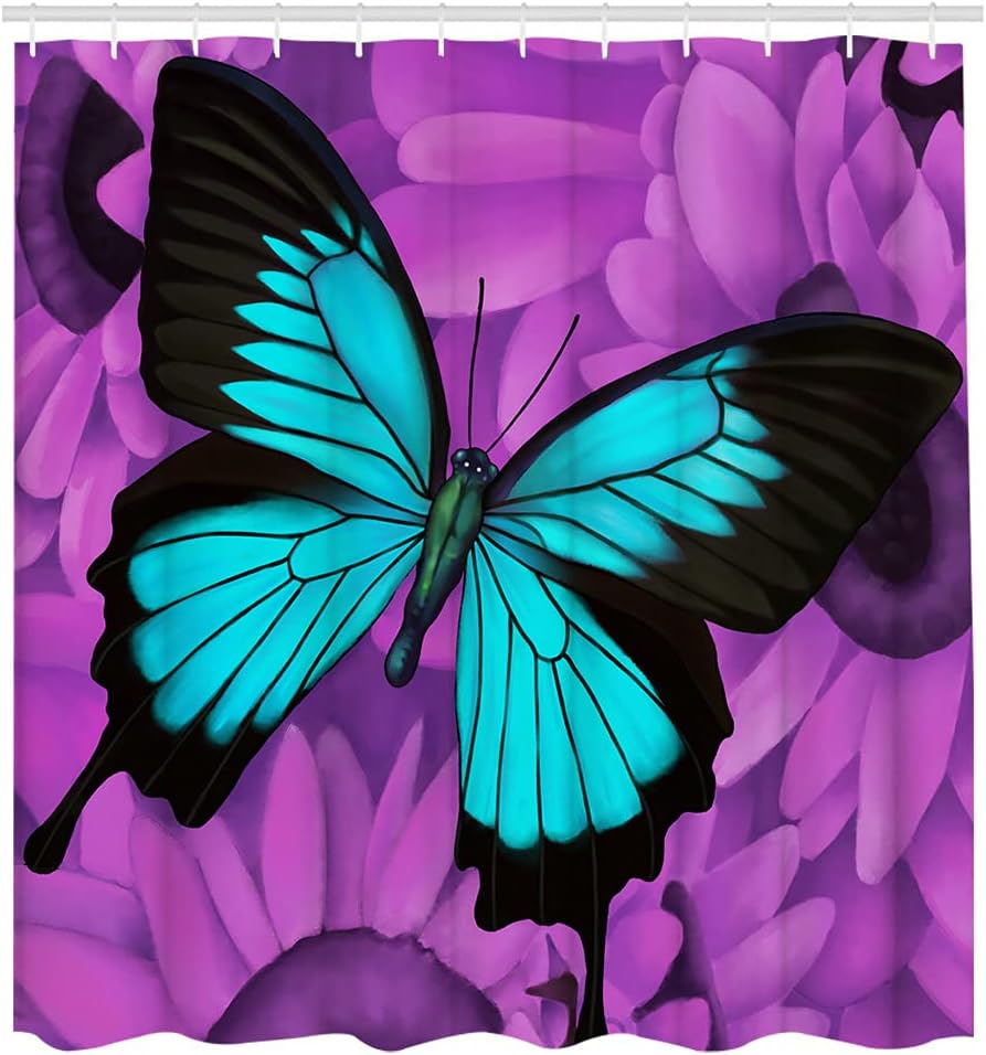Teal Blue Butterflies Shower Curtain for Your Bathroom - Unique Shower Curtains