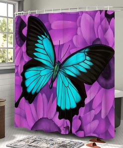 Teal Blue Butterflies Shower Curtain for Your Bathroom - Unique Shower Curtains
