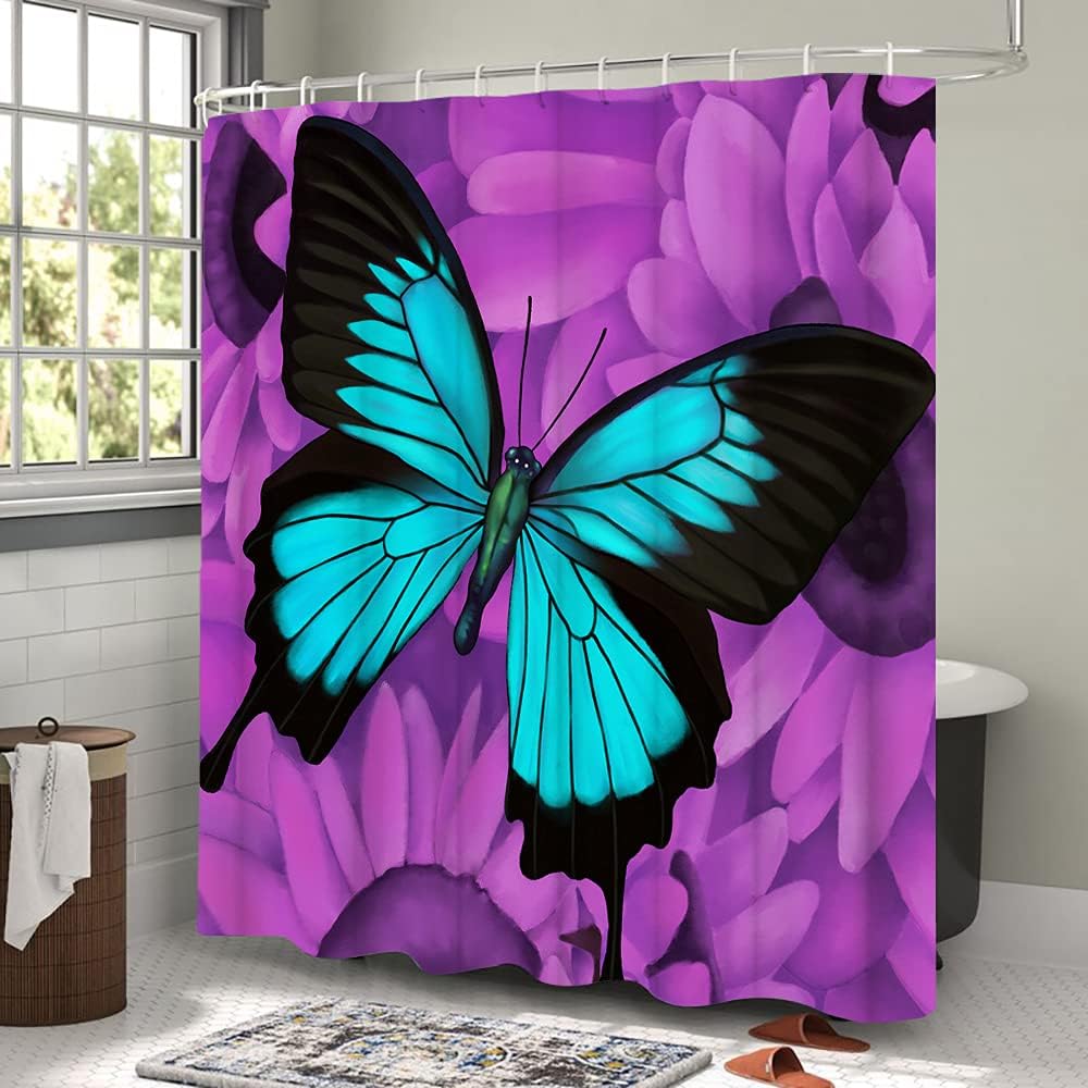 Teal Blue Butterflies Shower Curtain for Your Bathroom - Unique Shower Curtains