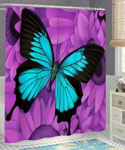 Teal Blue Butterflies Shower Curtain for Your Bathroom - Unique Shower Curtains