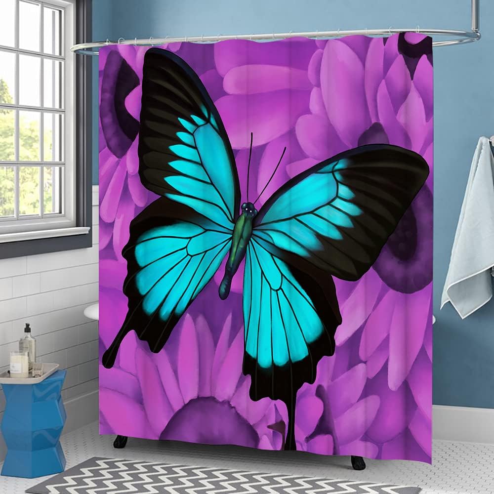Teal Blue Butterflies Shower Curtain for Your Bathroom - Unique Shower Curtains